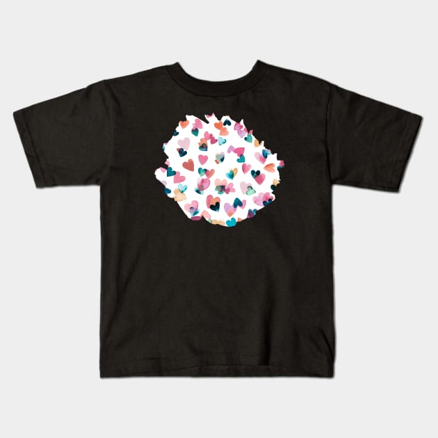 Watercolor Hearts Multi Kids T-Shirt by ninoladesign